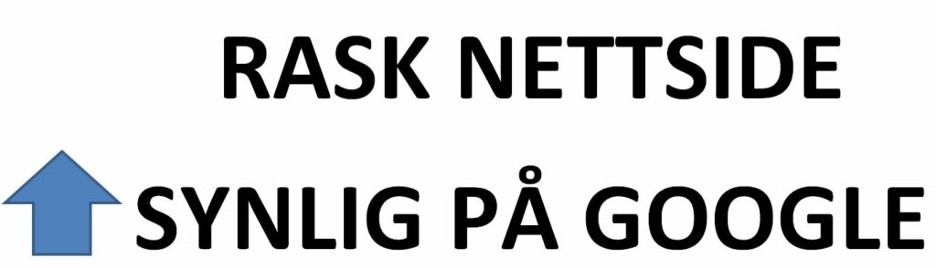 Bildet hvor det står i Rask nettside og en pil som går oppover foran synlig på Google på nettsiden til OMACO