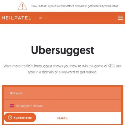 Ubersuggest SEO Audit søk Norwegian